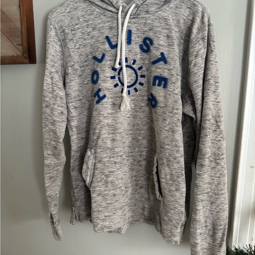 Hollister Heather Gray Hoodie with Blue Logo